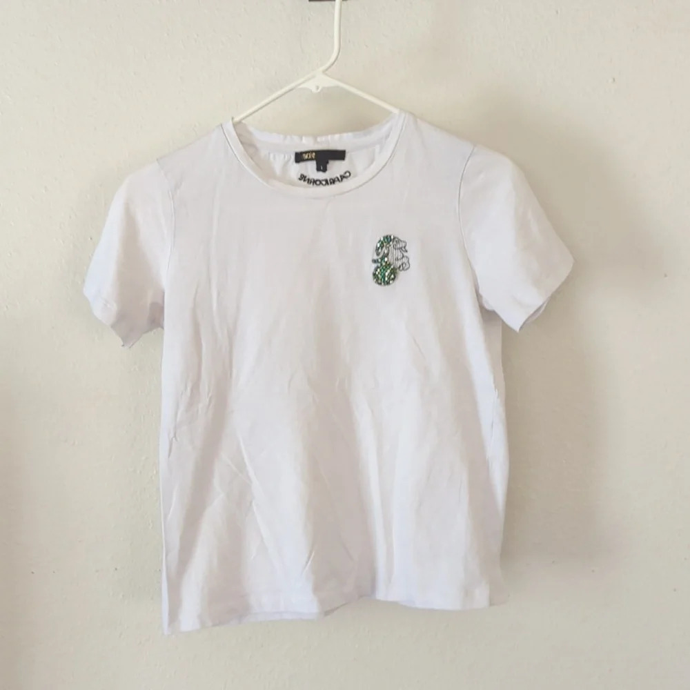 Maje Embellished Capricorn cotton T-shirt top - Picture 2 of 7